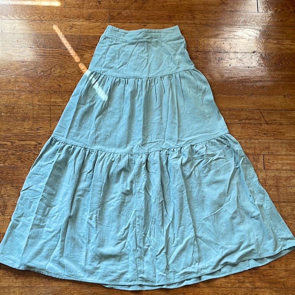 SHEIN Long Blue Ruffle Maxi Skirt